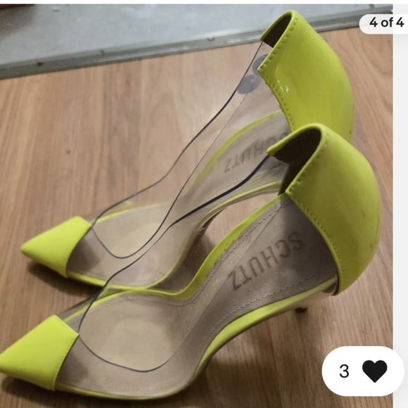 Schutz Neon Yellow Lime Clear Heels - Picture 3 of 4